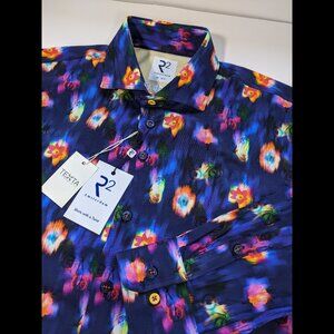 Men R2 Amsterdam Long Sleeve Shirt Multicolor bicycle flower party 39 NEW + TAGS